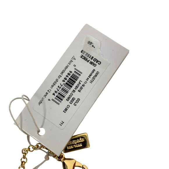 Kate Spade Lavish Blooms Statement Necklace Gold Tone Flowers Pearl Details NEW - Picture 3 of 3